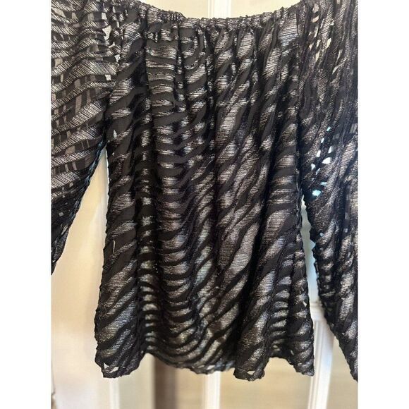 WHBM Top XS XSmall Off Shoulder Animal Print Sheer. W - Picture 3 of 5